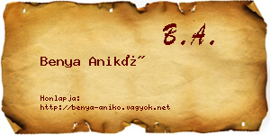 Benya Anikó névjegykártya